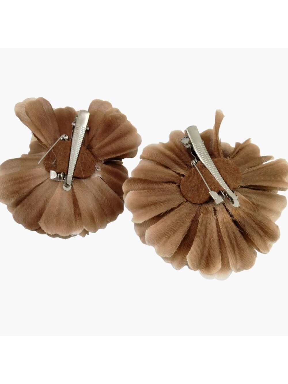 Brown Fabric Flower Hair Clips Brooch Boutonniere Lapel Pin Corsage Lot 2 - Picture 2 of 6